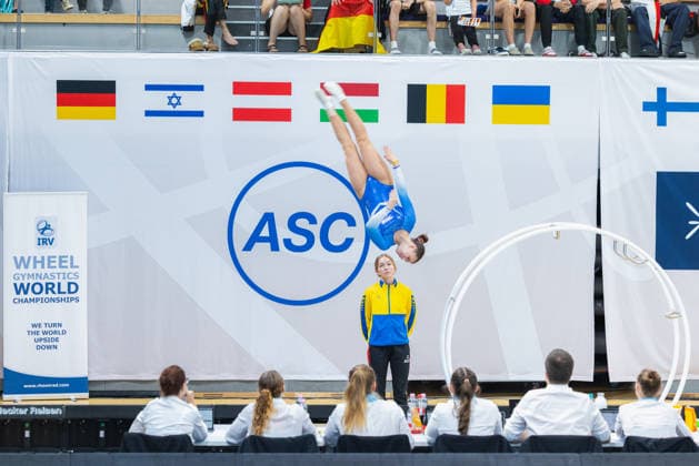 Wheel Gymnastics World Championships 2026 Rhönrad Weltmeisterschaft 2026 in der Sparkassen Arena Göttingen. Tag 02. Deutschland, Göttingen am 02. Juli 2026: Tag Zwei der Weltmeisterschaft in Rhönrad mit über 250 Athletinnen und Athleten aus 17 Nationen. Sofia Babych aus der Ukraine in der Disziplin Sprung (Vault). *** 2026 World Championships in Wheel Gymnastics: 2026 Rhönrad World Championships at the Sparkassen Arena in Göttingen, Day 2, Germany, Göttingen on July 2, 2026 Day two of the Rhönrad World Championships with over 250 athletes from 17 nations Sofia Babych from Ukraine in the vault event