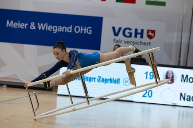 Wheel Gymnastics World Championships 2026 Rhönrad Weltmeisterschaft 2026 in der Sparkassen Arena Göttingen. Tag 02. Deutschland, Göttingen am 02. Juli 2026: Tag Zwei der Weltmeisterschaft in Rhönrad mit über 250 Athletinnen und Athleten aus 17 Nationen. Naomi Livne aus Israel in der Disziplin Spiral (Spirale). *** 2026 World Championships in Wheel Gymnastics: 2026 Rhönrad World Championships at the Sparkassen Arena in Göttingen, Day 2, Germany, Göttingen on July 2, 2026 Day Two of the Rhönrad World Championships with over 250 athletes from 17 nations Naomi Livne from Israel in the Spiral discipline