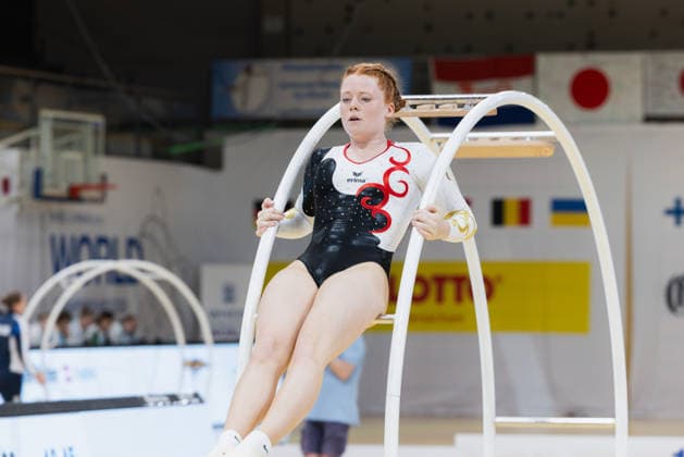Wheel Gymnastics World Championships 2026 Rhönrad Weltmeisterschaft 2026 in der Sparkassen Arena Göttingen. Tag 02. Deutschland, Göttingen am 02. Juli 2026: Tag Zwei der Weltmeisterschaft in Rhönrad mit über 250 Athletinnen und Athleten aus 17 Nationen. Sarah Henning aus Deutschland in der Disziplin Geradeturnen (Straight-line). *** 2026 Wheel Gymnastics World Championships: 2026 Rhönrad World Championships at the Sparkassen Arena in Göttingen, Day 2, Germany, Göttingen on July 2, 2026 Day Two of the Rhönrad World Championships with over 250 athletes from 17 nations Sarah Henning from Germany in the straight-line gymnastics discipline