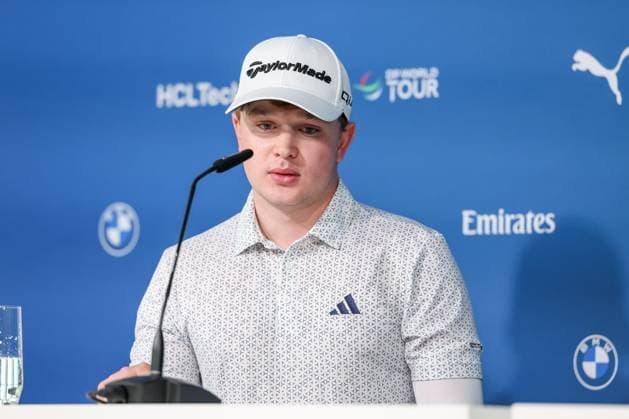 Jayden Schaper (RSA) mit -8 bei der Presskonferenz, 37. BMW International Open 2026, Golf, DP World Tour, Herren, Runde 1, 02.07.2026 Eichenried Bayern Deutschland *** Jayden Schaper (RSA) with an 8 at the press conference, 37 BMW International Open 2026, Golf, DP World Tour, Men, Round 1, July 2, 2026, Eichenried, Bavaria, Germany Copyright: xkolbert-press ChristianxKolbertx