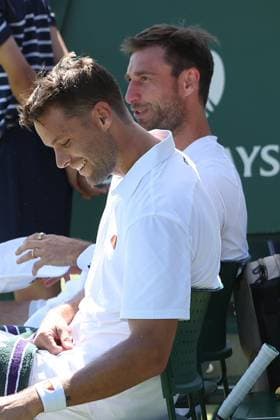 The Championships Wimbledon 2026- DAY 4- 02 07 2026 Great Britain, London, All England Lawn Tennis Club, The Championships Wimbledon 2026 - DAY 4- 02 07 2026 Belgian player Sander Gille (BEL) and his double partner Sem Verbeek (NED) pictured during his first double round in London , All England Lawn Tennis Club at The Championships Wimbledon 2026 LONDON GREAT BRITAIN  Copyright: xMélaniexJeusettex
