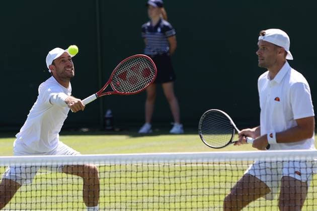 The Championships Wimbledon 2026- DAY 4- 02 07 2026 Great Britain, London, All England Lawn Tennis Club, The Championships Wimbledon 2026 - DAY 4- 02 07 2026 Belgian player Sander Gille (BEL) and his double partner Sem Verbeek (NED) pictured during his first double round in London , All England Lawn Tennis Club at The Championships Wimbledon 2026 LONDON GREAT BRITAIN  Copyright: xMélaniexJeusettex