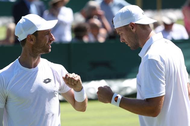 The Championships Wimbledon 2026- DAY 4- 02 07 2026 Great Britain, London, All England Lawn Tennis Club, The Championships Wimbledon 2026 - DAY 4- 02 07 2026 Belgian player Sander Gille (BEL) and his double partner Sem Verbeek (NED) pictured during his first double round in London , All England Lawn Tennis Club at The Championships Wimbledon 2026 LONDON GREAT BRITAIN  Copyright: xMélaniexJeusettex