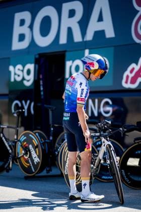Belgian Remco Evenepoel of Red Bull-BORA-hansgrohe with his new Time Trial bike during a training ahead of the 2026 Tour de France cycling race, Thursday 02 July 2026, in Barcelona, Spain. The 113th edition of the Tour de France starts on Saturday 4 July in Barcelona, Spain, and will finish in Paris, France on the 26th of July. JASPERxJACOBS  x180165376x