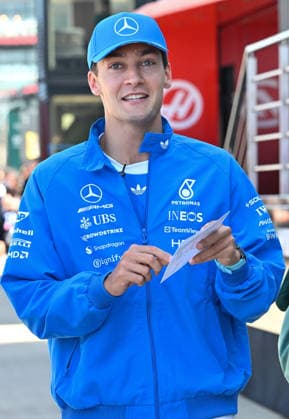 Formula 1, Arrivals, Silverstone, UK, 02 July, 2026. 02 July 2026. George Russell, Mercedes, in the Paddock at the Formula 1 Pirelli British Grand Prix at Silverstone, Northamptonshire, UK., Credit:Lee Floyd Lee Floyd - B3214 Avalon UK, Northamptonshire, London, Silverstone  Copyright: xLeexFloydx xLeexFloydx-xB3214x xAvalonx 1113939987