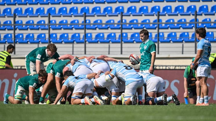 2026 World Rugby Junior World Championship, WM, Weltmeisterschaft Pool C, Avchala Rugby Stadium, Tbilisi, Georgia 2 7 2026 Argentina vs Ireland Ireland s Christopher Barrett prepares to feed the ball into a scrum Christopher Barrett prepares to feed the ball into a scrum 2 7 2026  Copyright: xLevanxVerdzeulix Z99_9301
