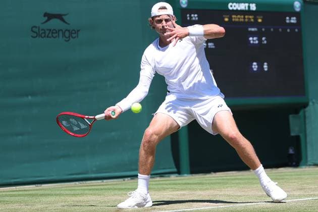 The Championships Wimbledon 2026- DAY 4- 02 07 2026 Great Britain, London, All England Lawn Tennis Club, The Championships Wimbledon 2026 - DAY 4- 02 07 2026 Belgian player Zizou Bergs (BEL) pictured during his second round against Jaime Faria (POR) in London , All England Lawn Tennis Club at The Championships Wimbledon 2026 LONDON GREAT BRITAIN  Copyright: xMélaniexJeusettex