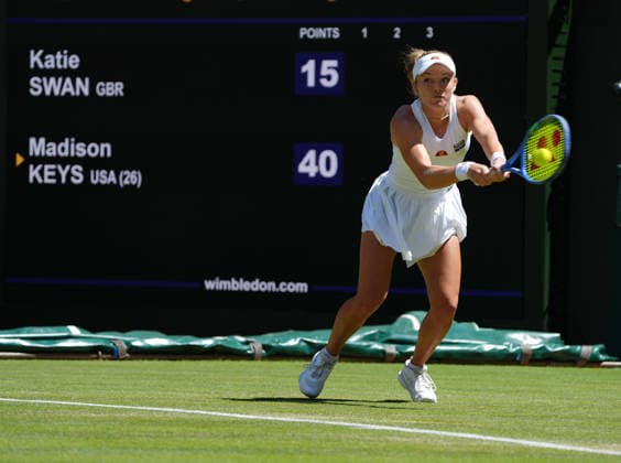 Tennis - 2026 Wimbledon Championships - Day Four (Week One) - All England Lawn Tennis & Croquet Club, London - Thursday 2nd July 2026 Ladies™ (Women s) Singles, Second Round: Katie Swan (GBR) vs. Madison Keys (USA) Katie Swan (GBR) COLORSPORT ANDREW COWIE 