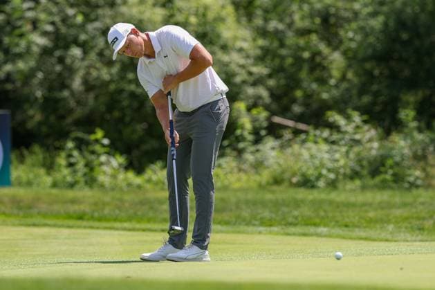 Matti Schmid (GER) beim Putten, 37. BMW International Open 2026, Golf, DP World Tour, Herren, Runde 1, 02.07.2026 Eichenried Bayern Deutschland *** Matti Schmid (GER) putting, 37th BMW International Open 2026, Golf, DP World Tour, Men s, Round 1, July 2, 2026, Eichenried, Bavaria, Germany Copyright: xkolbert-press ChristianxKolbertx