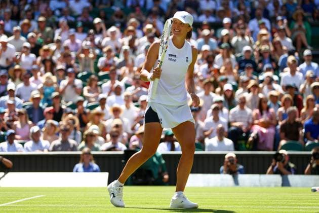 Iga Swiatek celebrates winning her second round match Wimbledon Tennis Championships, Day 4, The All England Lawn Tennis and Croquet Club, London, UK - 02 Jul 2026London The All England Lawn Tennis and United Kingdom  Copyright: xKieranxMcManus Shutterstockx 16970349cz