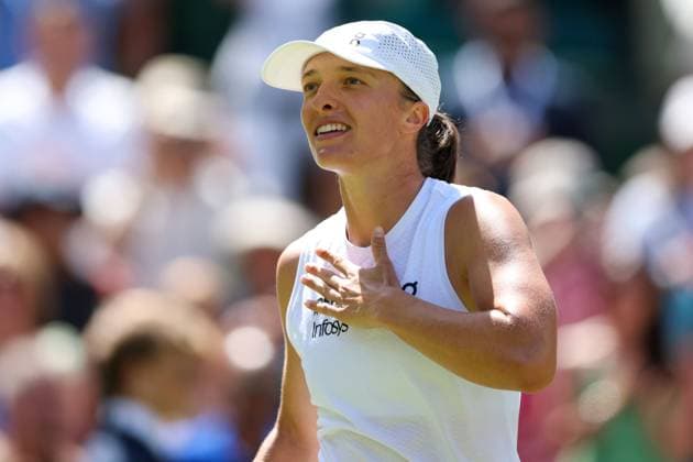 Iga Swiatek celebrates winning her second round match Wimbledon Tennis Championships, Day 4, The All England Lawn Tennis and Croquet Club, London, UK - 02 Jul 2026London The All England Lawn Tennis and United Kingdom  Copyright: xKieranxMcManus Shutterstockx 16970349da