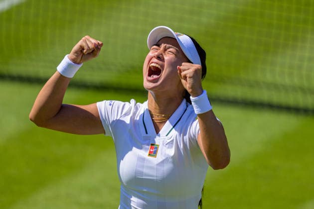 Day Four: The Championships - Wimbledon 2026 LONDON, ENGLAND JULY 02 - Alexandra Eala of Philippines reacts after winning her Ladies Single Second Round against Maya Joint of Australia at The Wimbledon Lawn Tennis Championship at Wimbledon on July 02, 2026 in London, England. (Photo by Keeran Marquis)  Copyright: xKeeranxMarquis Fotoarena SPPx Sportspressphoto_SPR182665