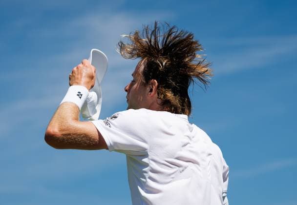 Belgian Zizou Bergs pictured during a tennis match against Portuguese Faria, in the second round of the Men s singles at the Wimbledon grand slam tennis tournament in London, Britain, Thursday 02 July 2026. BENOITxDOPPAGNE  x180182518x