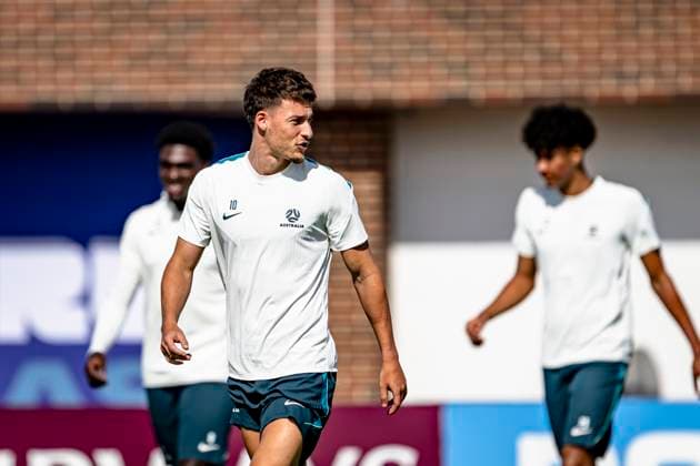 DALLAS - Ajdin Hrustic of Australia during the 2026 World Cup, training with Australia at Washburne Soccer and Track Stadium on July 2, 2026, in Dallas, United States. (Photo by Stefan Koops EYE4IMAGES DeFodi Images) - *** DALLAS Ajdin Hrustic of Australia during the 2026 World Cup, training with the Australian national team at Washburne Soccer and Track Stadium on July 2, 2026, in Dallas, United States. Photo by Stefan Koops, EYE4IMAGES, DeFodi Images