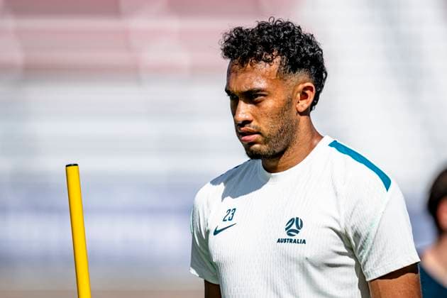 DALLAS - Nishan Velupillay of Australia during the 2026 World Cup, training with Australia at Washburne Soccer and Track Stadium on July 2, 2026, in Dallas, United States. (Photo by Stefan Koops EYE4IMAGES DeFodi Images) - *** DALLAS Nishan Velupillay of Australia during the 2026 World Cup, training with the Australian national team at Washburne Soccer and Track Stadium on July 2, 2026, in Dallas, United States. Photo by Stefan Koops, EYE4IMAGES, DeFodi Images