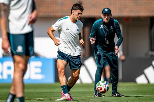 DALLAS - Alessandro Circati of Australia during the 2026 World Cup, training with Australia at Washburne Soccer and Track Stadium on July 2, 2026, in Dallas, United States. (Photo by Stefan Koops EYE4IMAGES DeFodi Images) - *** DALLAS: Alessandro Circati of Australia during the 2026 World Cup, training with the Australian national team at Washburne Soccer and Track Stadium on July 2, 2026, in Dallas, United States. Photo by Stefan Koops, EYE4IMAGES, DeFodi Images