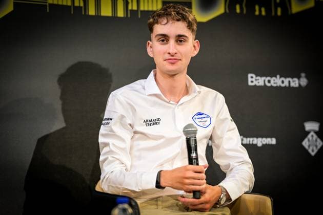 French Paul Seixas of Decathlon CMA CGM Team pictured during a press conference, PK, Pressekonferenz ahead of the 2026 Tour de France cycling race, Thursday 02 July 2026, in Barcelona, Spain. The 113th edition of the Tour de France starts on Saturday 4 July in Barcelona, Spain, and will finish in Paris, France on the 26th of July. DAVIDxPINTENS  x180183744x