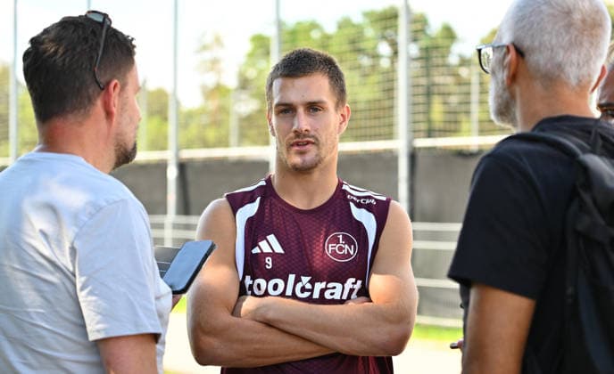 02.07.2026 - Fussball - 2. Fussball - Bundesliga - Saison 2026 2027 - 1. FC Nürnberg Nuernberg FCN ( Club ) - Training - Sportfoto Zink - xwoxzix - Sigurd Haugen ( 9, 1. FC Nürnberg FCN ) im Interview *** July 2, 2026 Soccer 2 Bundesliga 2026–2027 Season 1 FC Nürnberg Nuernberg FCN Club Training Sports Photo Zink xwoxzix Sigurd Haugen 9, 1 FC Nürnberg FCN Interview
