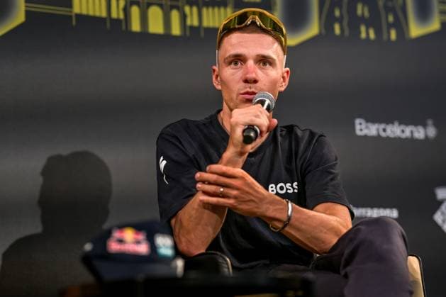 Belgian Remco Evenepoel of Red Bull-BORA-hansgrohe pictured during a press conference, PK, Pressekonferenz ahead of the 2026 Tour de France cycling race, Thursday 02 July 2026, in Barcelona, Spain. The 113th edition of the Tour de France starts on Saturday 4 July in Barcelona, Spain, and will finish in Paris, France on the 26th of July. DAVIDxPINTENS  x180185133x