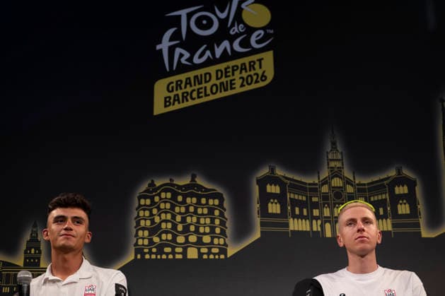 July 2, 2026, Barcelona, Turin, SPAIN: BARCELONA, SPAIN - JULY 04 : ..Isaac Del Toro and Tadej Pogacar during the 113th Tour De France Captain s press conference, PK, Pressekonferenz at Recinte Modernista Barcelona SPAIN - ZUMAm214 0860595950st Copyright: xMatteoxSeccix