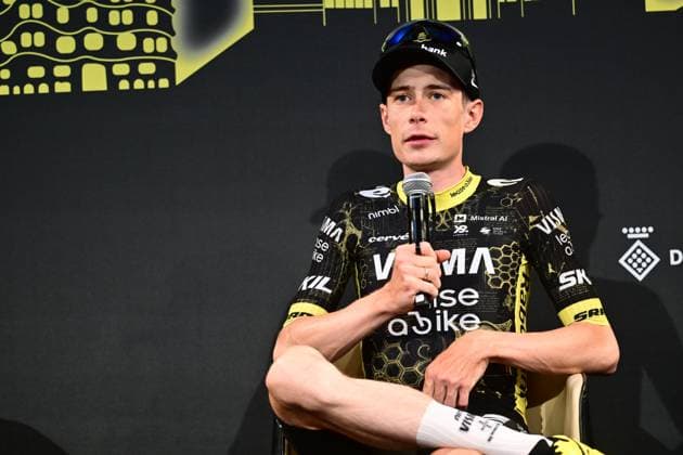 Tour de France 2026 Media Activities 02 07 2026 BARCELONA, SPAIN - JULY 02 : Vingegaard Jonas (DEN) of Team Visma Lease a Bike speaking with the media during a press conference, PK, Pressekonferenz prior to the 113rd edition of Tour de France 2026, on July 2, 2026 in Barcelona, Spain, 02 07 2026 Barcelona Spain  Copyright: xPeterxDexVoechtx