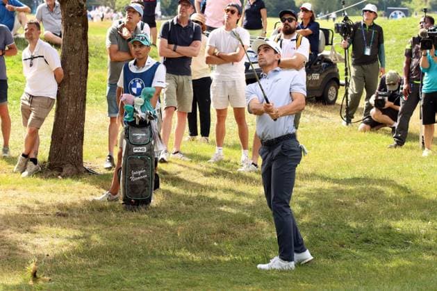 EICHENRIED, GERMANY - JULY 02: NIEMANN, Joaquin (CHI) out of the trouble at the Round 1 of the BMW International Open, Eichenried, Germany, DP World TOUR, Round 1 on July 02, 2026 in Eichenried, Germany, BMW International Open, Eichenried, Germany, 02.07.2026 Bavaria Germany Copyright: xPhotographer:xNilsxKoepkex