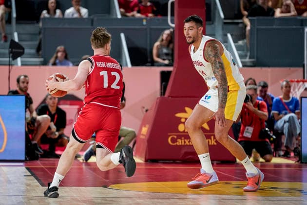 July 2, 2026, Madrid, Madrid, Spain: Adam Heede-Andersen of Denmark and Willy Hernangomez of Spain in action during the 2027 Basket World Cup qualifier match played between Spain and Denmark at Caja Magica on July 02, 2026 in Madrid, Spain. Madrid Spain - ZUMAa181 20260702_zaa_a181_018 Copyright: xAngelxPerezxMecax