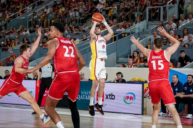 July 2, 2026, Madrid, Madrid, Spain: Dario Brizuela of Spain in action during the 2027 Basket World Cup qualifier match played between Spain and Denmark at Caja Magica on July 02, 2026 in Madrid, Spain. Madrid Spain - ZUMAa181 20260702_zaa_a181_021 Copyright: xAngelxPerezxMecax