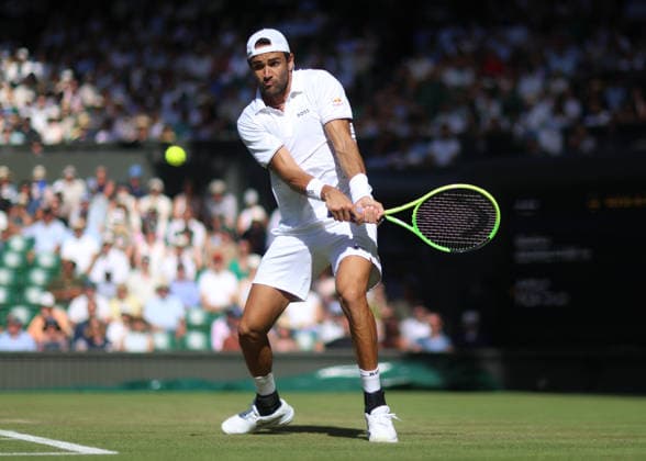 Wimbledon Championships 2026, Day One, AELTC Wimbledon, London, UK - 02 07 2026 Matteo Berrettini (ITA) in action during his second round match against Arthur Fils (FRA) in the 2026 Wimbledon Championships at the AELTC London London AELTC Wimbledon London GBR, UK NEWSPAPERS OUT Copyright: xMarkxGreenwoodx