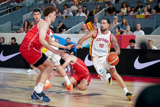 July 2, 2026, Madrid, Madrid, Spain: Francis Alonso of Spain in action during the 2027 Basket World Cup qualifier match played between Spain and Denmark at Caja Magica on July 02, 2026 in Madrid, Spain. Madrid Spain - ZUMAa181 20260702_zaa_a181_033 Copyright: xAngelxPerezxMecax