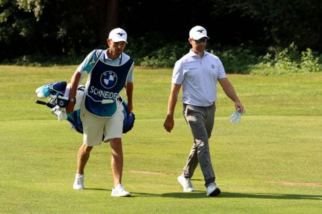 EICHENRIED, GERMANY - JULY 02: Caddy and SCHNEIDER, Marcel (GER) at the Round 1 of the BMW International Open, Eichenried, Germany, DP World TOUR, Round 1 on July 02, 2026 in Eichenried, Germany, BMW International Open, Eichenried, Germany, 02.07.2026 Bavaria Germany Copyright: xPhotographer:xNilsxKoepkex