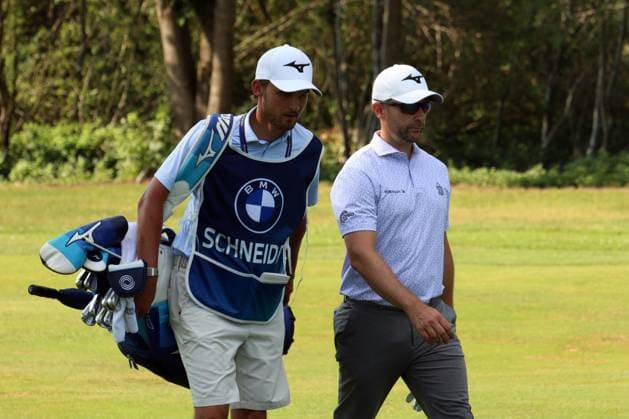 EICHENRIED, GERMANY - JULY 02: Caddy and SCHNEIDER, Marcel (GER) at the Round 1 of the BMW International Open, Eichenried, Germany, DP World TOUR, Round 1 on July 02, 2026 in Eichenried, Germany, BMW International Open, Eichenried, Germany, 02.07.2026 Bavaria Germany Copyright: xPhotographer:xNilsxKoepkex