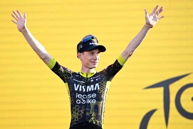 Tour de France 2026 Media Activities 02 07 2026 BARCELONA, SPAIN - JULY 02 : Vingegaard Jonas (DEN) of Team Visma Lease a Bike on the podium pictured during the teams presentation prior to the 113rd edition of Tour de France an UCI World Tour 2.UWT Team Time Trial stage for Men Elite of 19 km with start in Barcelona and finish in Barcelona on July 2, 2026 in Barcelona, Spain, 02 07 2026 Barcelona Spain  Copyright: xTomasxSiskx