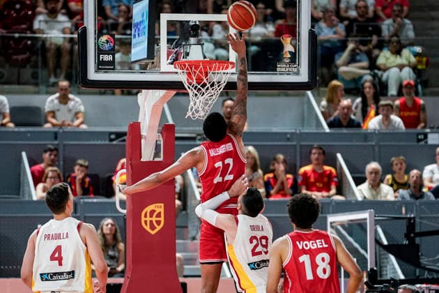 July 2, 2026, Madrid, Madrid, Spain: Jermaine Ballisager Webb of Denmark in action during the 2027 Basket World Cup qualifier match played between Spain and Denmark at Caja Magica on July 02, 2026 in Madrid, Spain. Madrid Spain - ZUMAa181 20260702_zaa_a181_042 Copyright: xAngelxPerezxMecax