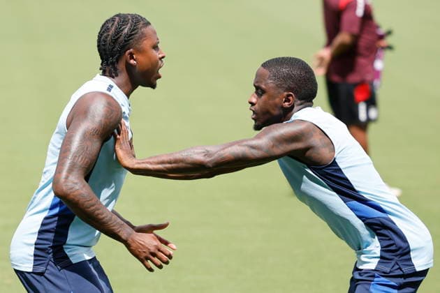 RECORD DATE NOT STATED FIFA World Cup, WM, Weltmeisterschaft, Fussball 2026 - Cape Verde training session Cape Verde players Jamiro Monteiro (R) and Sidny Cabral attend a training session of the team in Fort Lauderdale, USA, 02 July 2026, in preparation for FIFA World Cup Round of 32 match against Argentina on 03 July. Fort Lauderdale United States  Copyright: xAlbertoxEstevezx