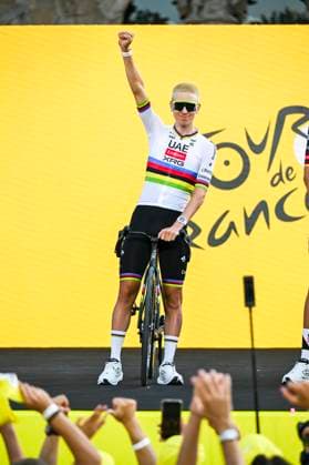 Tour de France 2026 Media Activities 02 07 2026 BARCELONA, SPAIN - JULY 02 : Pogacar Tadej (SLO) of UAE Team Emirates XRG on the podium pictured during the teams presentation prior to the 113rd edition of Tour de France an UCI World Tour 2.UWT Team Time Trial stage for Men Elite of 19 km with start in Barcelona and finish in Barcelona on July 2, 2026 in Barcelona, Spain, 02 07 2026 Barcelona Spain  Copyright: xSzymonxGruchalskix