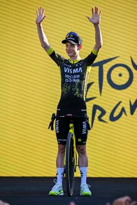 Tour de France 2026 Media Activities 02 07 2026 BARCELONA, SPAIN - JULY 02 : Vingegaard Jonas (DEN) of Team Visma Lease a Bike on the podium pictured during the teams presentation prior to the 113rd edition of Tour de France an UCI World Tour 2.UWT Team Time Trial stage for Men Elite of 19 km with start in Barcelona and finish in Barcelona on July 2, 2026 in Barcelona, Spain, 02 07 2026 Barcelona Spain  Copyright: xSzymonxGruchalskix