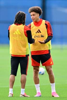 Belgian national football team - FIFA World Cup, WM, Weltmeisterschaft, Fussball 2026 - media activities 02 07 2026 RENTON, UNITED STATES OF AMERICA - JULY 02 : Moreira Da Silva Diego defender of Belgium and Witsel Axel midfielder of Belgium pictured during a training session of the Belgian national football team during the FIFA World Cup 2026 on July 2, 2026 in Renton, United States of America, 02 07 2026 Renton United States of America  Copyright: xJanxDexMeuleneirx