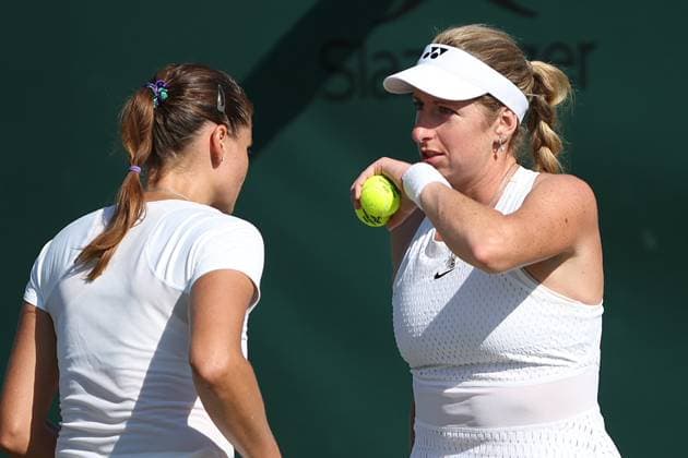 The Championships Wimbledon 2026- DAY 4- 02 07 2026 Great Britain, London, All England Lawn Tennis Club, The Championships Wimbledon 2026 - DAY 4- 02 07 2026 Belgian player Magali Kempen (BEL) and her doubles partner Alexandra Panova (RUS) pictured during their first round double match in London , All England Lawn Tennis Club at The Championships Wimbledon 2026 LONDON GREAT BRITAIN  Copyright: xMélaniexJeusettex