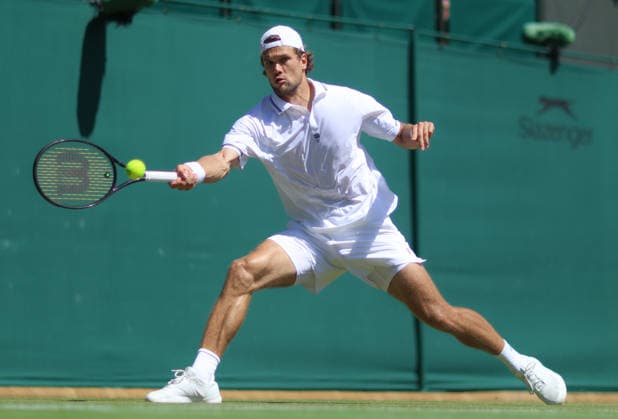 Wimbledon Championships 2026, Day One, AELTC Wimbledon, London, UK - 02 07 2026 Otto Virtanen (FIN) in action during his second round match against Arthur Fray (GBR) in the 2026 Wimbledon Championships at the AELTC London London AELTC Wimbledon London GBR, UK NEWSPAPERS OUT Copyright: xMarkxGreenwoodx