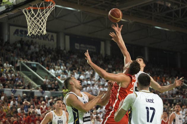 Bosnia and Herzegovina v Turkiye - FIBA Basketball World Cup 2027 European Qualifiers ZENICA, BOSNIA AND HERZEGOVINA - JULY 2: Alperen Sengun (C) of Turkiye in action during the FIBA Basketball World Cup 2027 first round match between Bosnia and Herzegovina and Turkiye at Husejin Smajlovic Hall in Zenica, Bosnia and Herzegovina, on July 2, 2026. Samir Jordamovic Anadolu Zenica Bosnia and Herzegovina. Editorial use only. Please get in touch for any other usage.  Copyright: x2026xAnadoluxSamirxJordamovicx