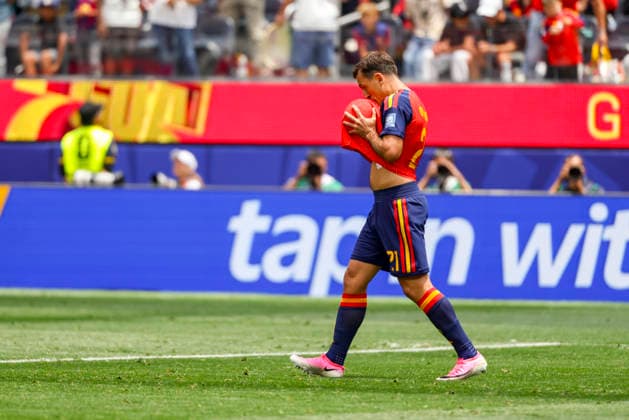 SOCCER - FIFA World Cup, WM, Weltmeisterschaft, Fussball 2026 INGLEWOOD,CALIFORNIA,USA,02.JUL.26 - SOCCER - FIFA World Cup, round of 32, Spain vs Austria. Image shows the rejoicing of Mikel Oyarzabal (ESP).  GEPAxpictures xArminxRauthner