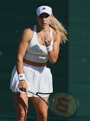 Uzbekistan s Maria Timofeeva in action during a tennis match against Belgian Mertens, in the second round of the Ladies singles at the Wimbledon grand slam tennis tournament in London, Britain, Thursday 02 July 2026. BENOITxDOPPAGNE  x180199092x