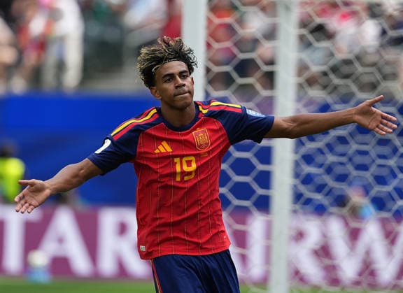 (260703) -- LOS ANGELES, July 3, 2026 -- Lamine Yamal of Spain reacts during the round of 32 match between Spain and Austria at the 2026 FIFA World Cup, WM, Weltmeisterschaft, Fussball at Los Angeles Stadium in Los Angeles, the United States, July 2, 2026. ) (SP)U.S.-LOS ANGELES-FOOTBALL-FIFA WORLD CUP-ROUND OF 32-ESP VS AUT HuangxZongzhi 