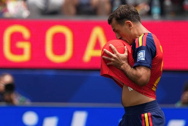 (260703) -- LOS ANGELES, July 3, 2026 -- Mikel Oyarzabal of Spain celebrates after scoring during the round of 32 match between Spain and Austria at the 2026 FIFA World Cup, WM, Weltmeisterschaft, Fussball at Los Angeles Stadium in Los Angeles, the United States, July 2, 2026. ) (SP)U.S.-LOS ANGELES-FOOTBALL-FIFA WORLD CUP-ROUND OF 32-ESP VS AUT HuangxZongzhi 
