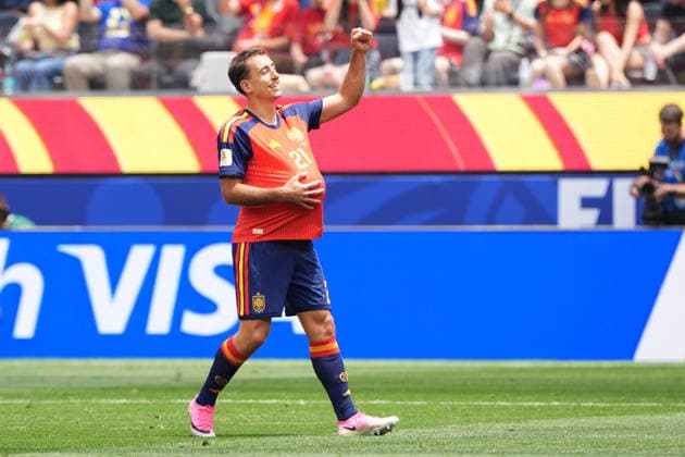 Mikel Oyarzabal of Spain celebrate a goal during the FIFA World Cup, WM, Weltmeisterschaft, Fussball 2026 Round of 32 match Spain against Austria, in Los Angeles, United States, 02 July 2026. FIFA World Cup 2026 - Round of 32 - Spain vs Austria !ACHTUNG: NUR REDAKTIONELLE NUTZUNG!  Copyright: xOmarxAlonsox GR4097 20260702-55020781612_1