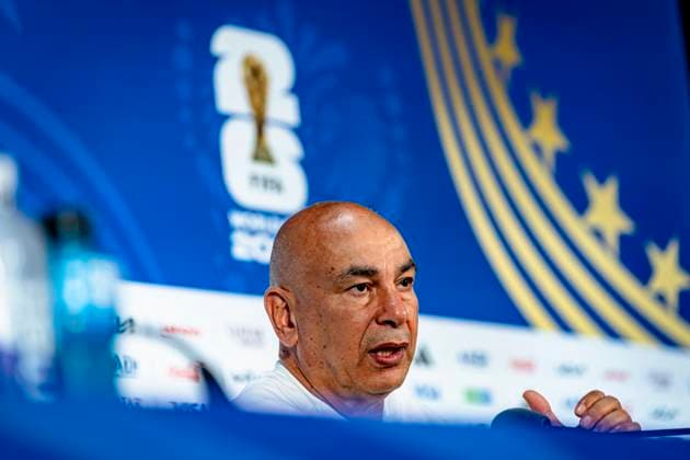 DALLAS - Egypt national coach Hossam Hassan during the 2026 World Cup, Egypt MD-1 press conference, PK, Pressekonferenz at AT&T Stadium on July 2, 2026 in Dallas, United States. (Photo by Stefan Koops EYE4IMAGES DeFodi Images) - *** DALLAS: Egypt national team coach Hossam Hassan during the 2026 World Cup, Egypt Match Day 1 press conference at AT&T Stadium on July 2, 2026, in Dallas, United States. Photo by Stefan Koops, EYE4IMAGES, DeFodi Images