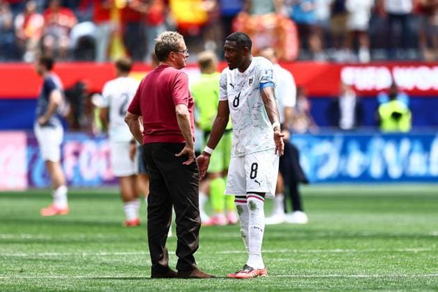 Austria head coach Ralf Rangnick and David Alaba of Austria at full-time Spain v Austria, 2026 FIFA World Cup, WM, Weltmeisterschaft, Fussball ROund of 32, Football, Los Angeles Stadium, California, USA - 02 Jul 2026Los Angeles Los Angeles Stadium California (CA) United States of America  Copyright: xMichaelxZemanek Shutterstockx 16974406by