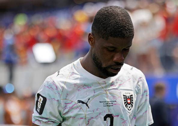RECORD DATE NOT STATED FIFA World Cup, WM, Weltmeisterschaft, Fussball 2026 - Round of 32 - Spain vs Austria Kevin Danso of Austria leaves the pitch dejected after losing the FIFA World Cup 2026 Round of 32 match Spain against Austria, in Los Angeles, USA, 02 July 2026. INGLEWOOD United States  Copyright: xCHRISTOPHERxTORRESx