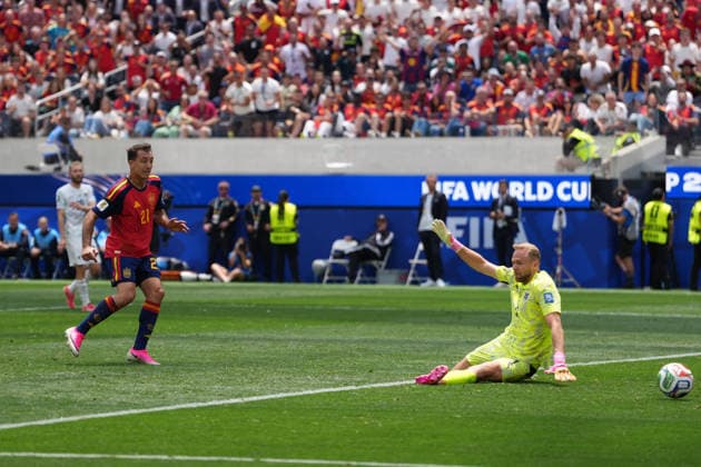 RECORD DATE NOT STATED 2nd July 2026; SoFi Stadium, Los Angeles, California, United States of America; FIFA World Cup, WM, Weltmeisterschaft, Fussball Football, Spain versus Austria; Mikel Oyarzabal of Spain scores his second and his sides third goal of the match to make the score 3-0 to Spain in the 89th minute AlecxBrown